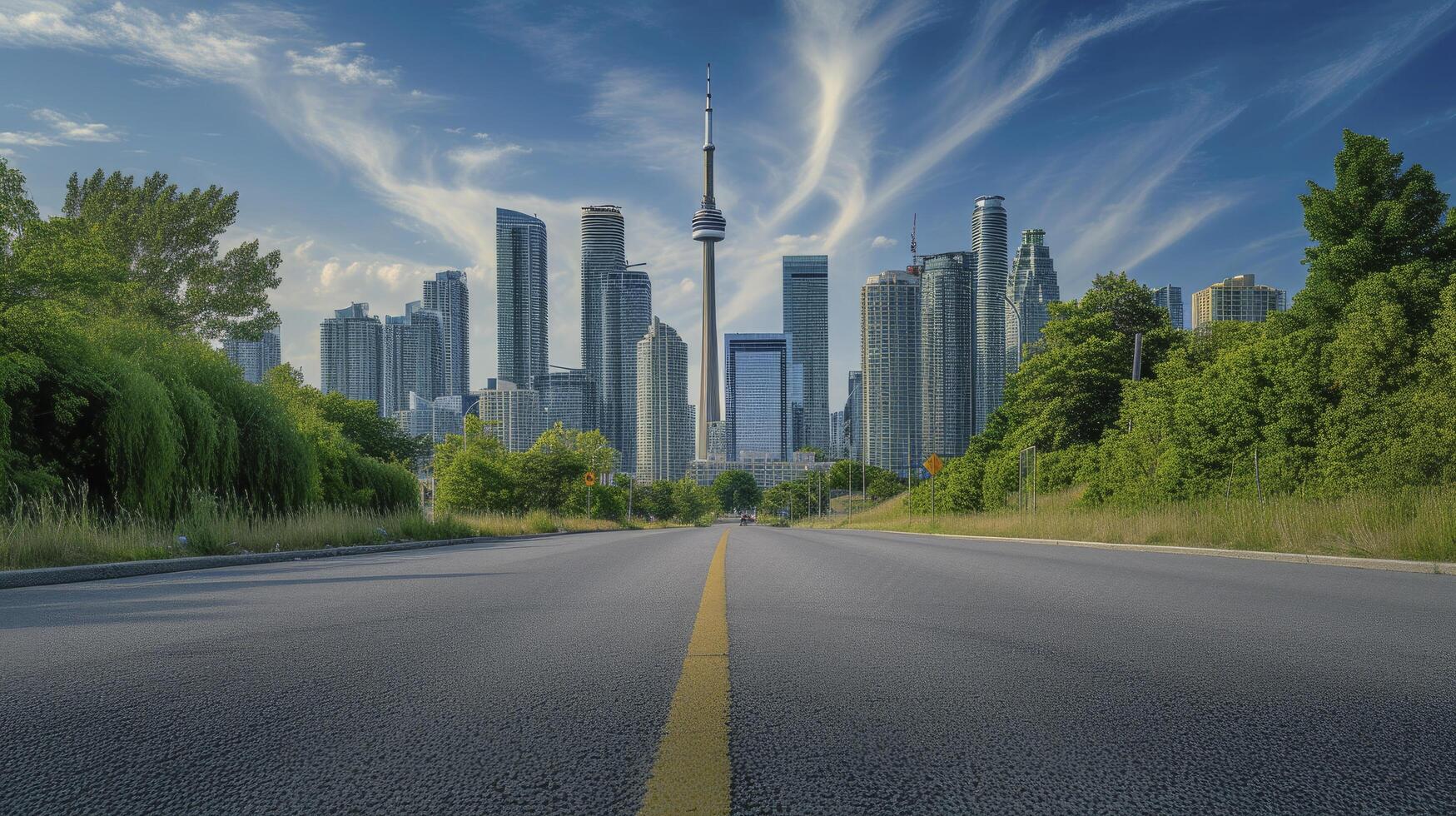 AI generated Contemporary Commercial Skyscrapers Dominating the Skyline photo