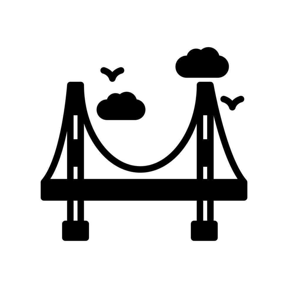 dorado portón puente icono en vector. logotipo vector