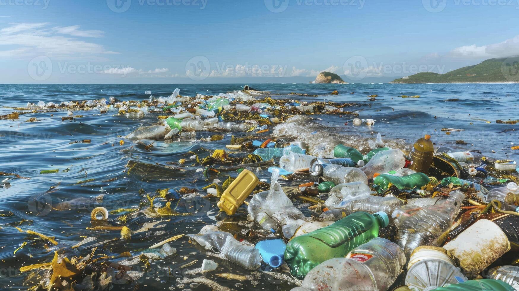 AI generated Breaking the Plastic Cycle in Our Oceans - Banning Plastic Pollution, Water day concept. photo