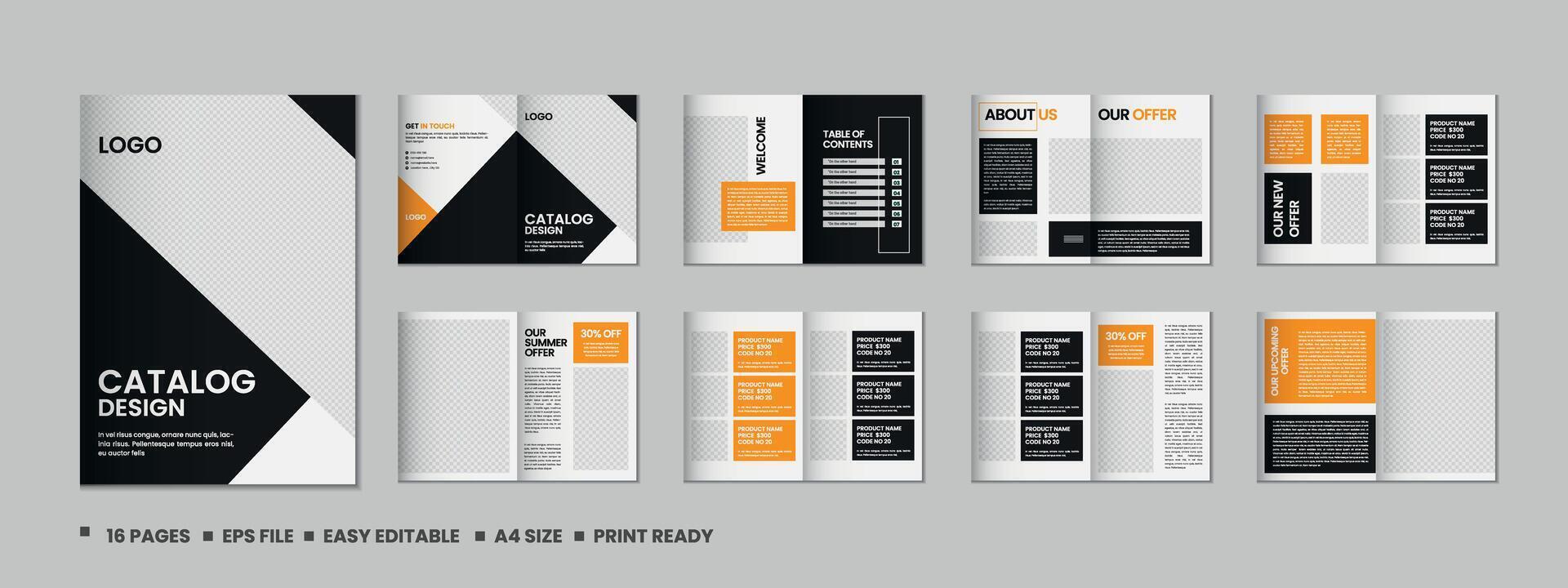 Furniture product catalogue design, multipage brochure catalog template design with mockup vector