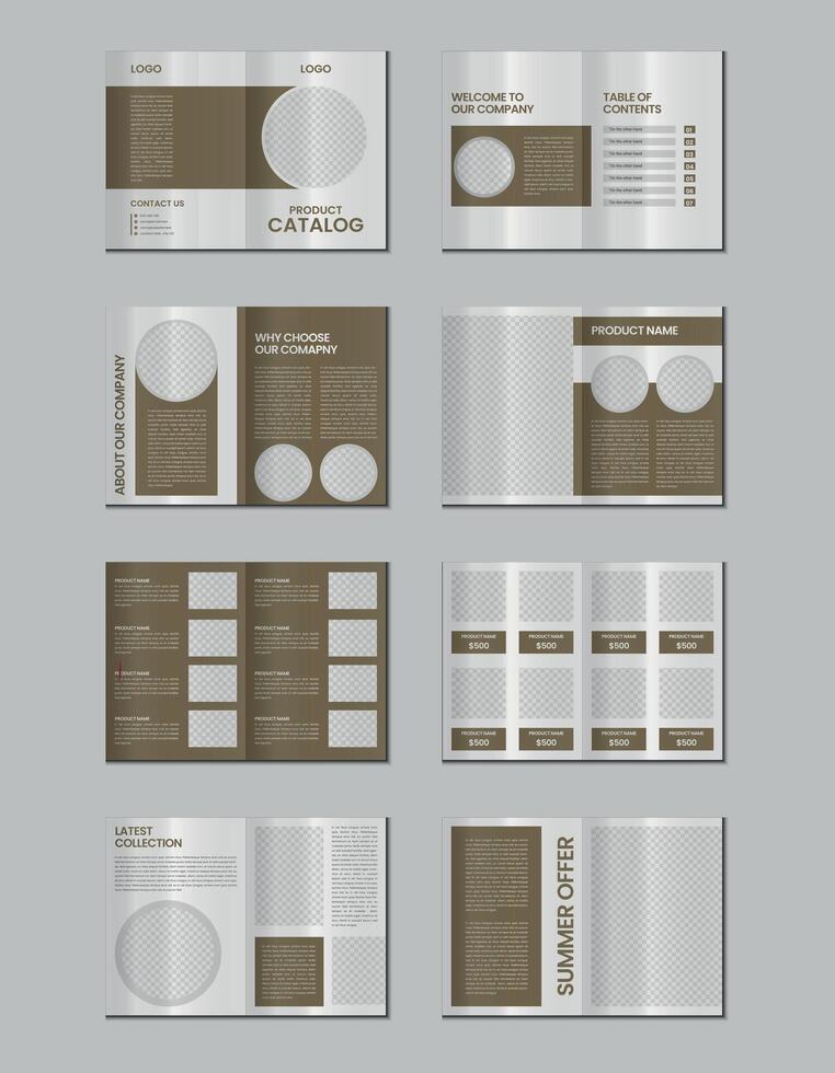 Furniture product catalogue design, multipage brochure catalog template design with mockup vector