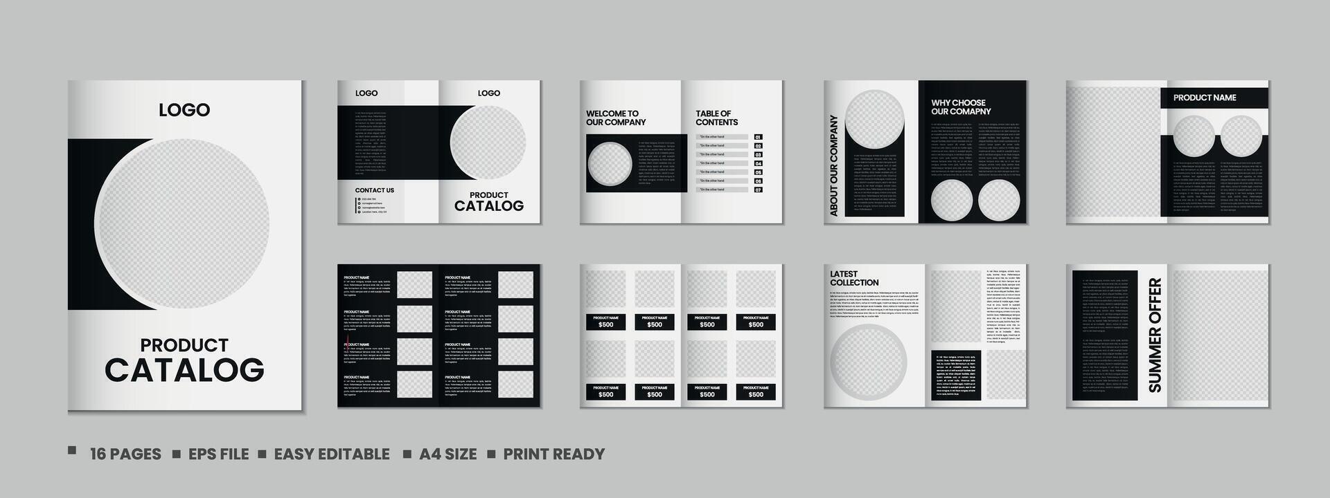 Furniture product catalogue design, multipage brochure catalog template design with mockup vector