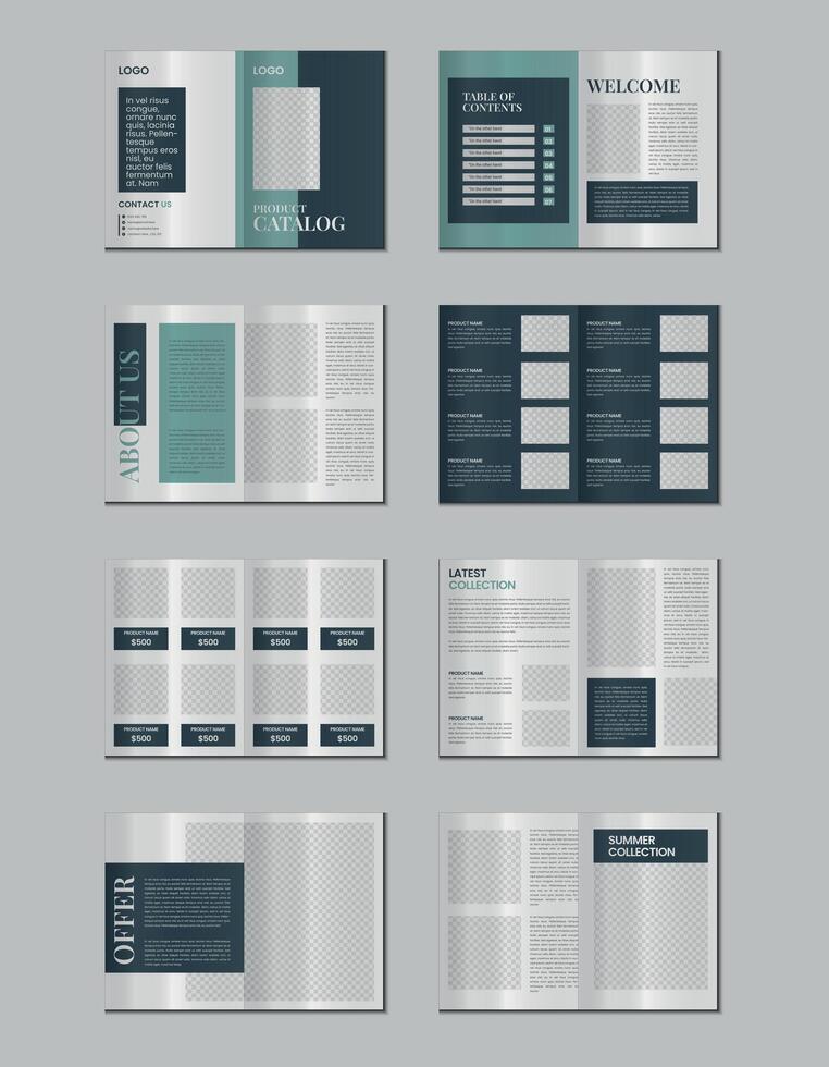 Furniture product catalogue design, multipage brochure catalog template design with mockup vector