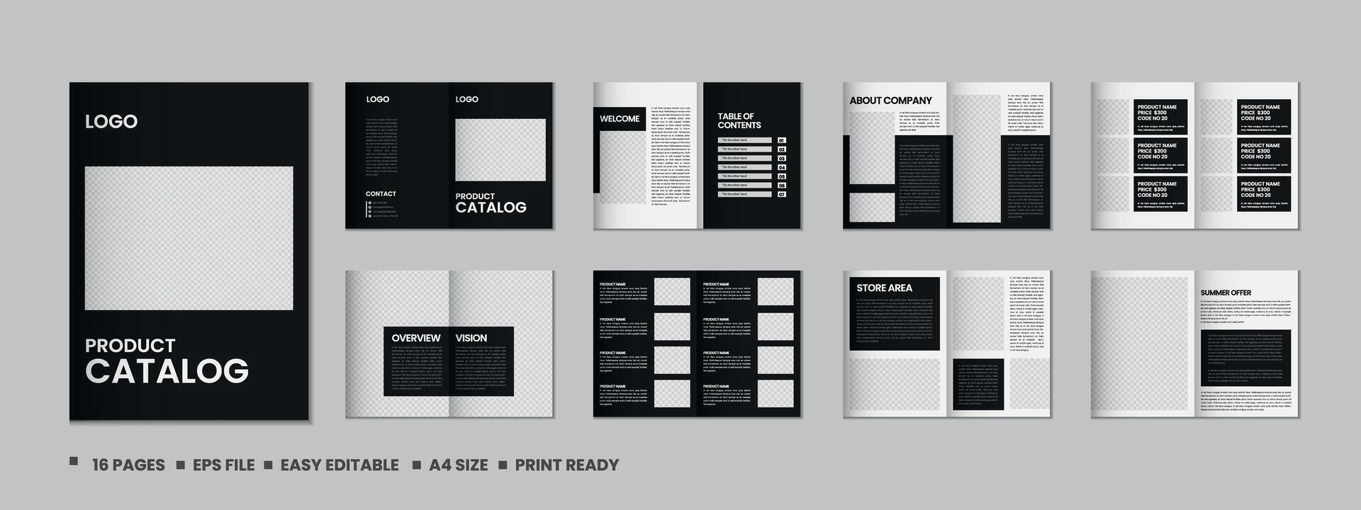 Furniture product catalogue design, multipage brochure catalog template design with mockup vector