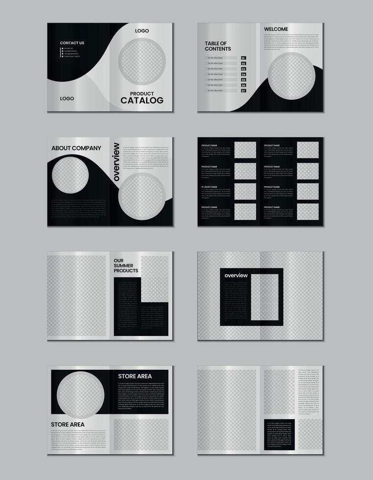 Furniture product catalogue design, multipage brochure catalog template design with mockup vector
