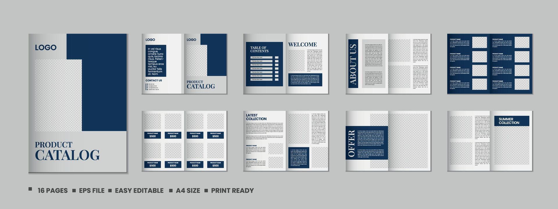 Furniture product catalogue design, multipage brochure catalog template design with mockup vector