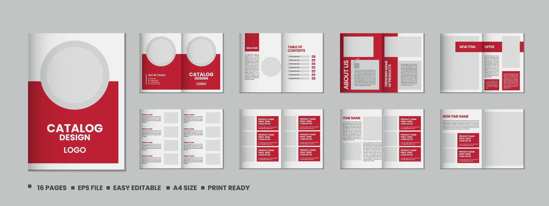 Furniture product catalogue design, multipage brochure catalog template design with mockup vector
