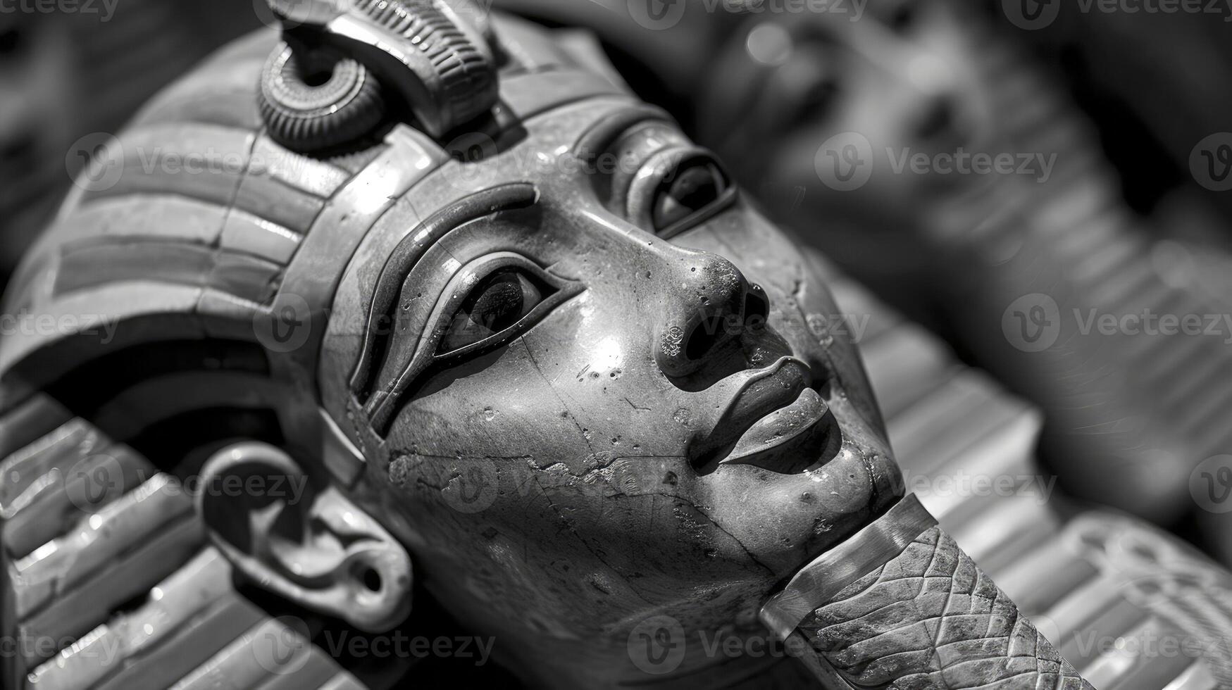 AI generated Monochrome Majesty, Egyptian Figure Captured in Classic Black and White, Echoing Timeless Elegance and Mystery. photo