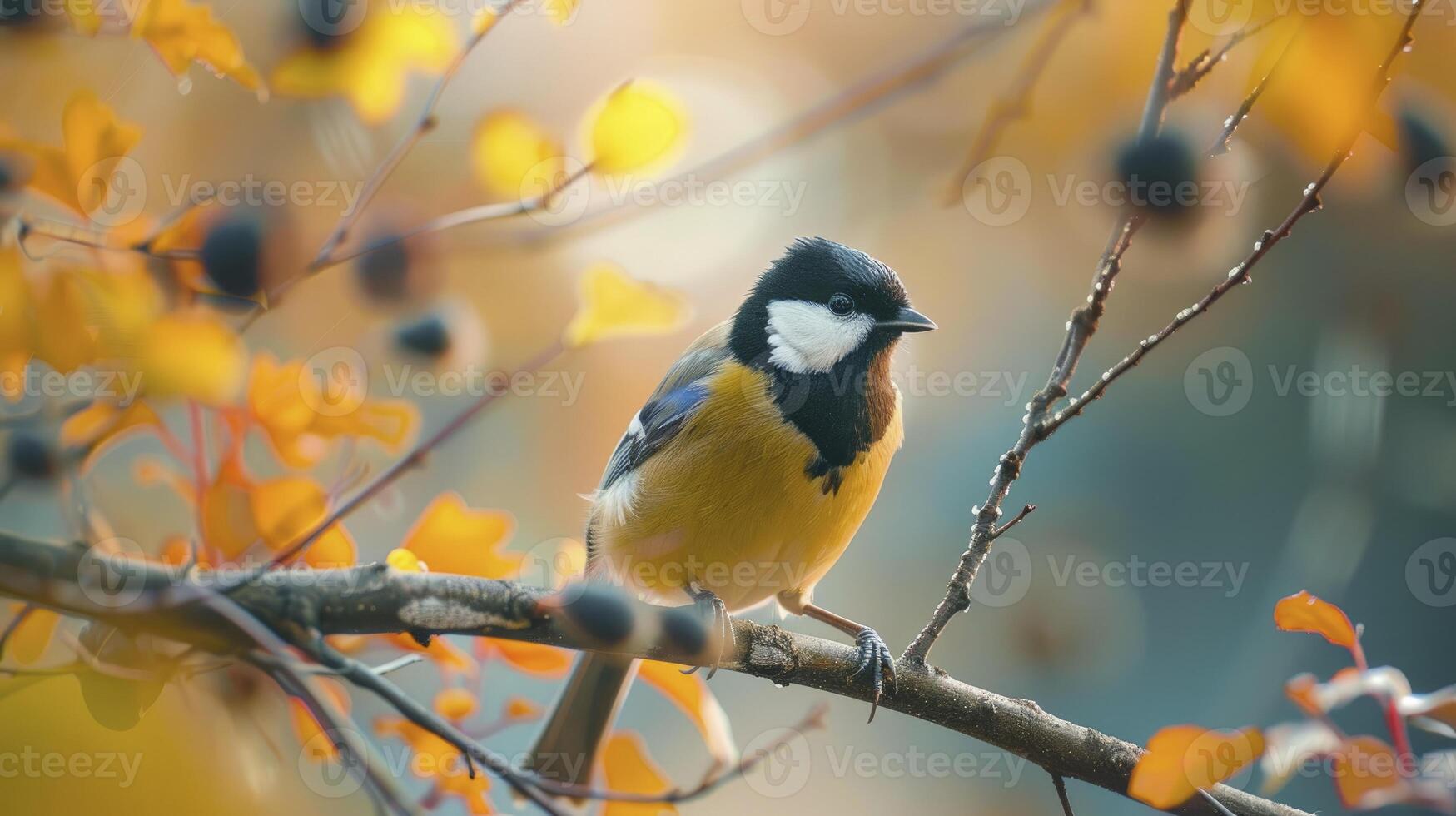 AI generated Glimpses of Nature. Macro Photography Capturing the Beauty of a Bird in Soft Pastel Tones, Enhanced by Dreamy Bokeh Background. photo