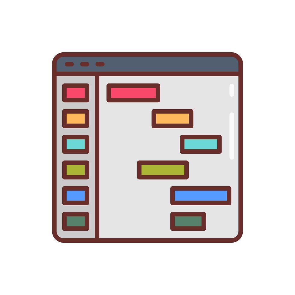 Gantt gráfico icono en vector. logotipo vector