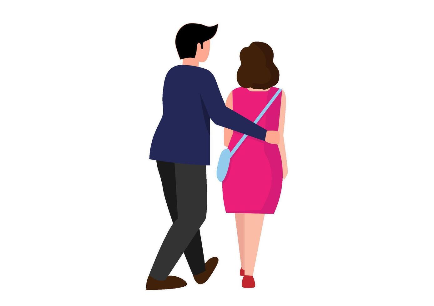 ver desde detrás de joven parejas caminando y abrazando cada otro en amor. vector ilustración