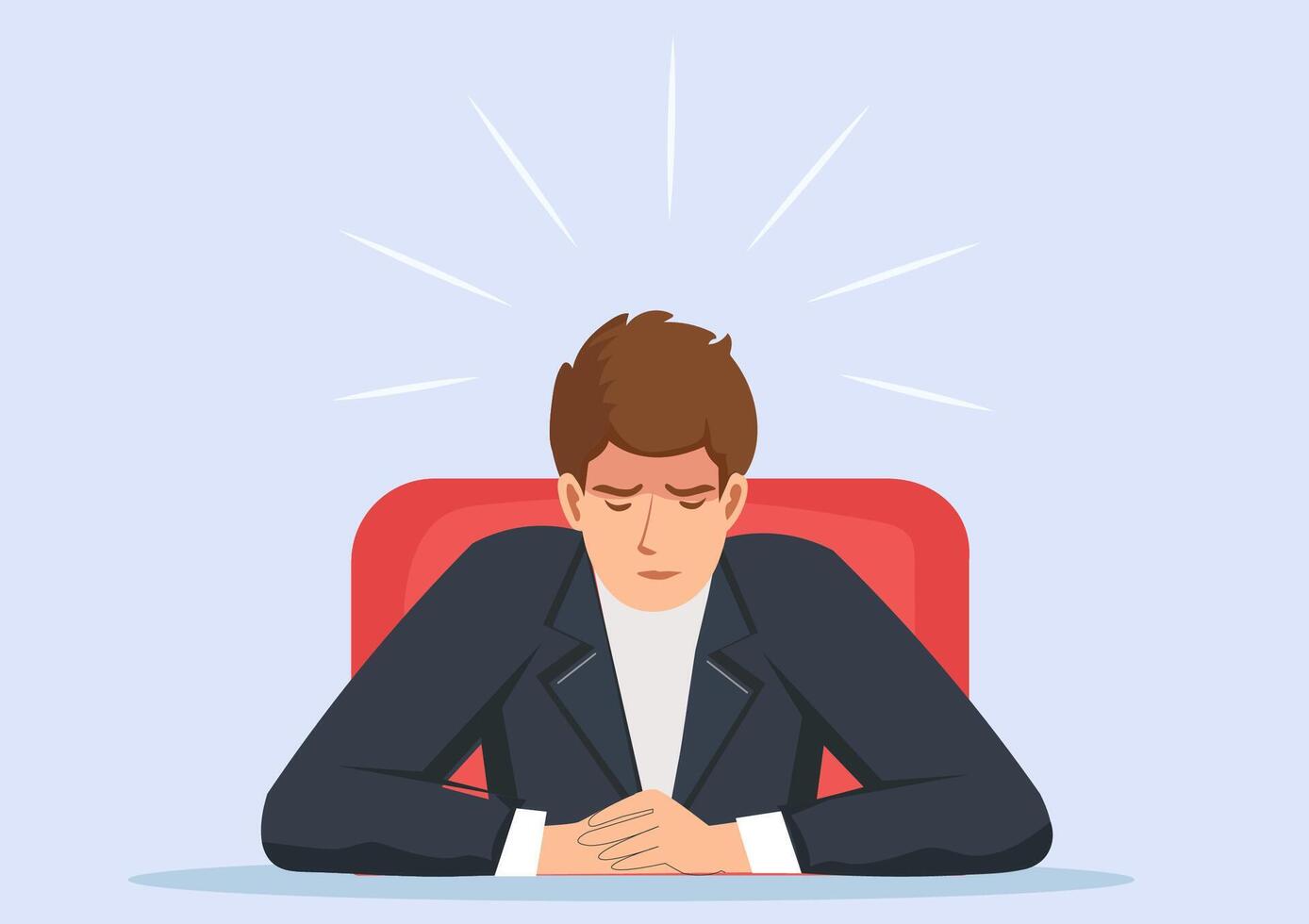 A young man is stressed. and suffering from depression. Vector illustration