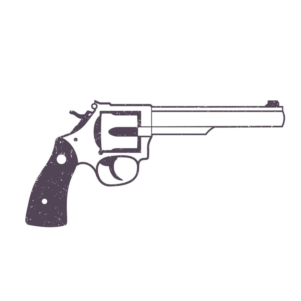 Revolver, handgun, cowboys gun isolated on white, vector illustration