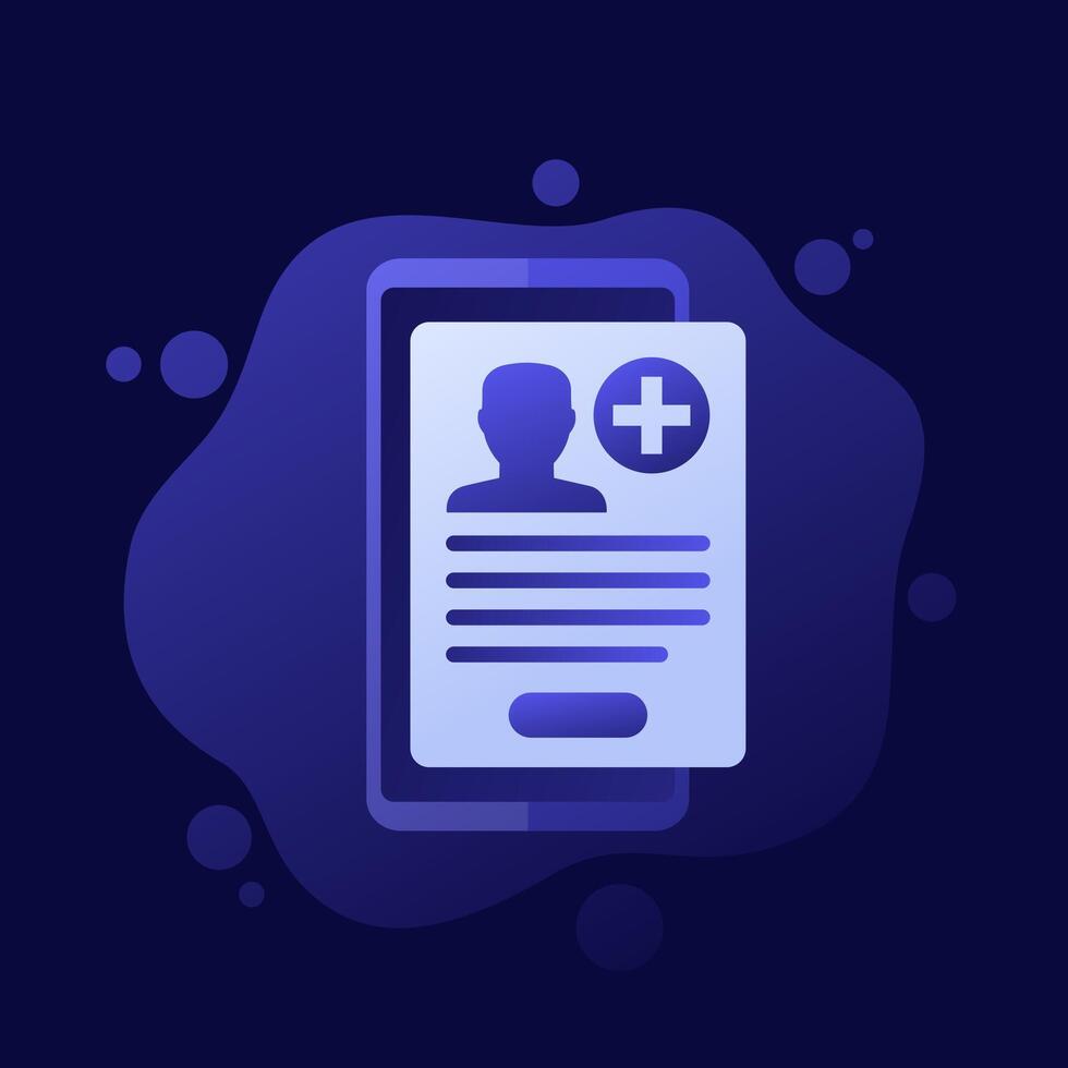 online medical history, patient file in app, vector design