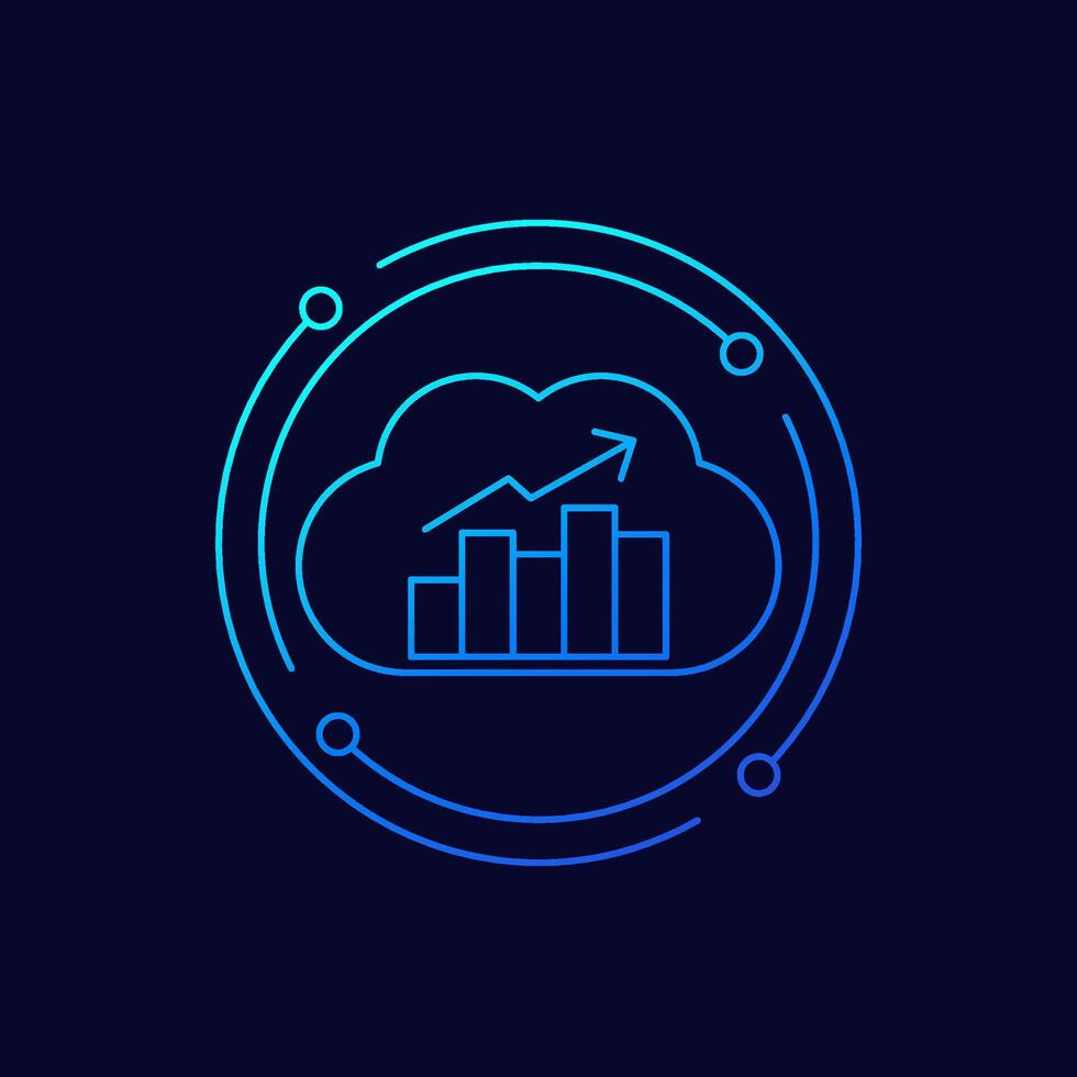 nube analítica icono, lineal diseño vector