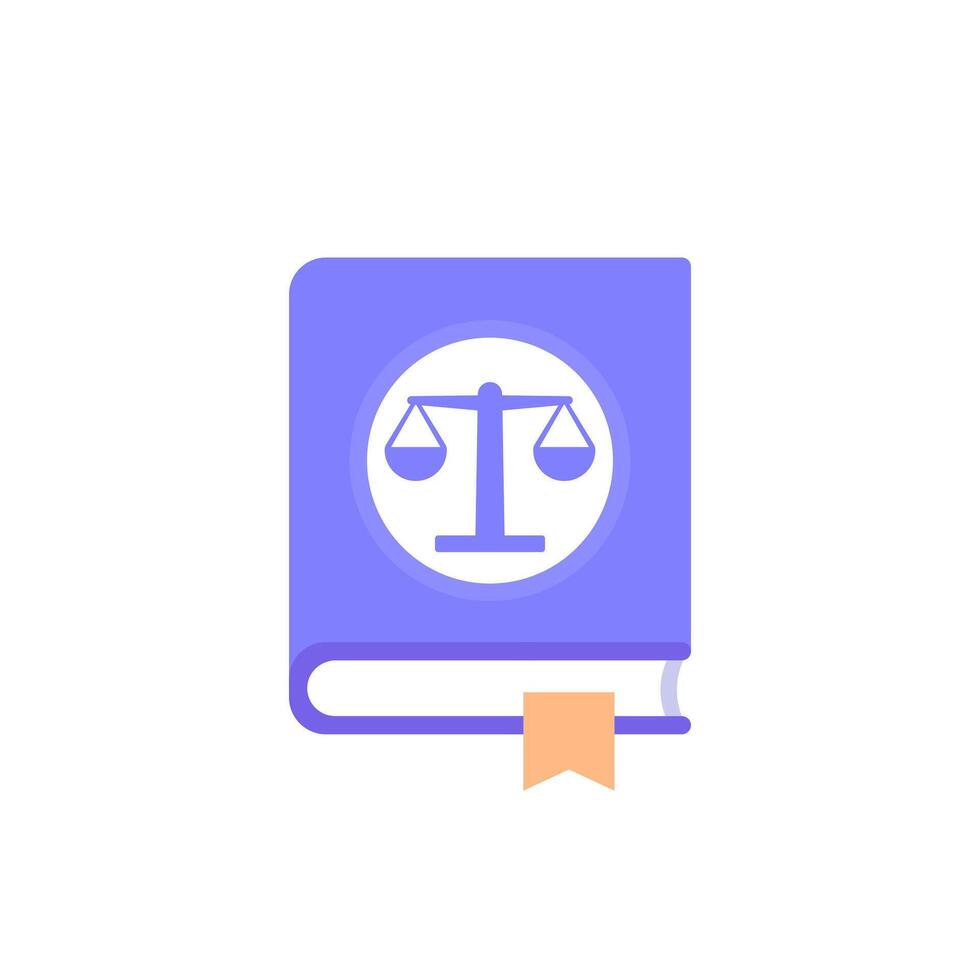 Legal book icon, flat vector design