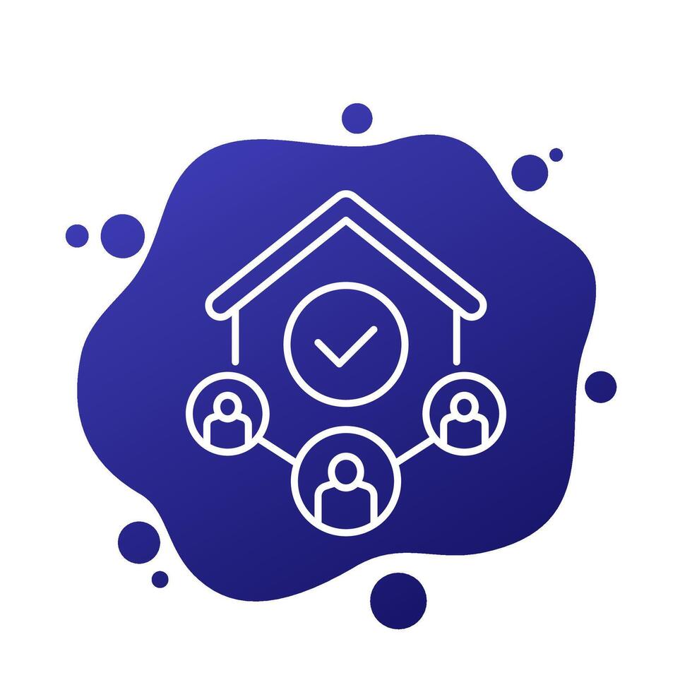 tenants vector line icon with a house