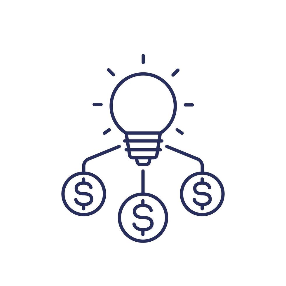 funding of the new product, idea line icon vector