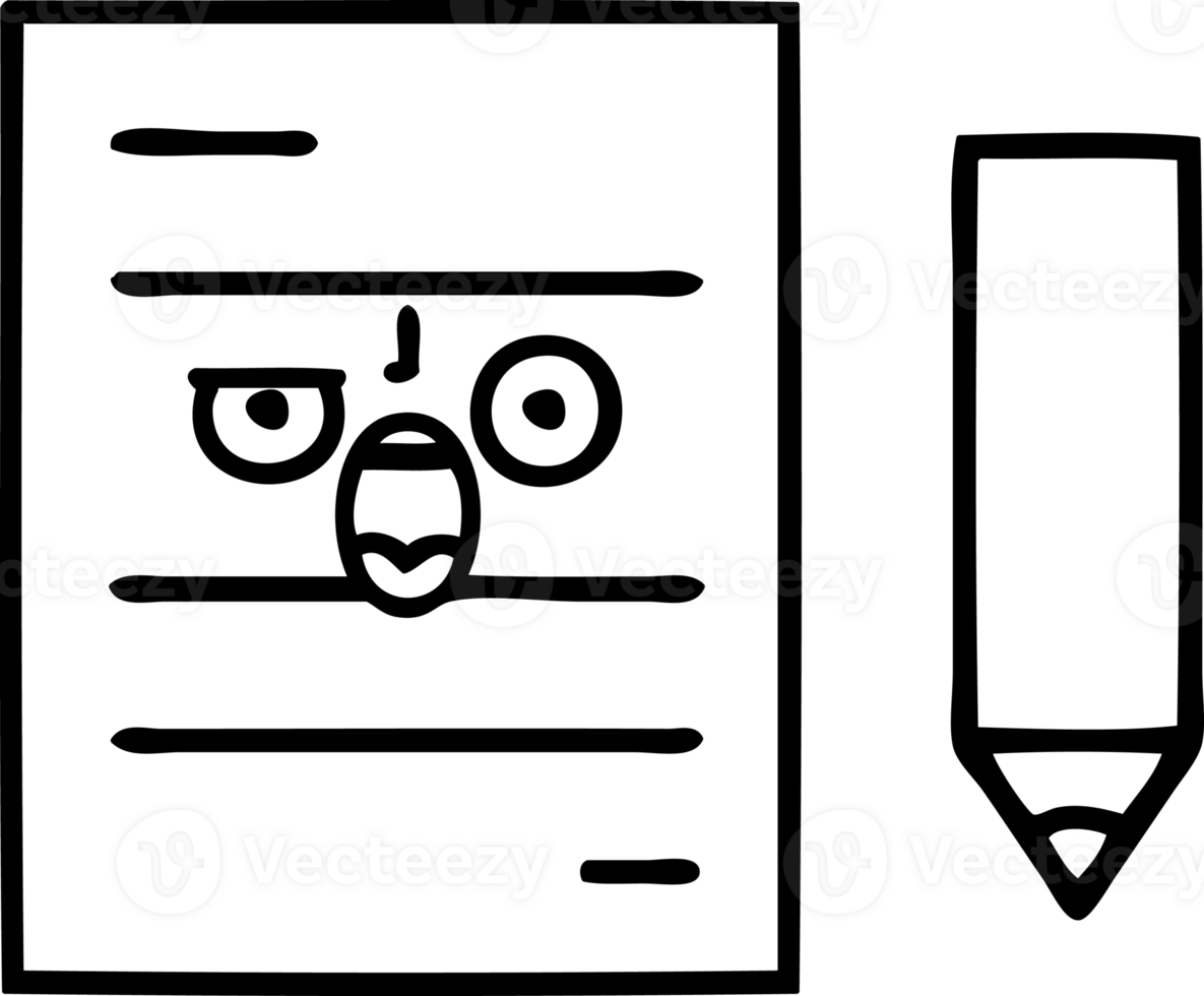 line drawing cartoon of a test paper icon png