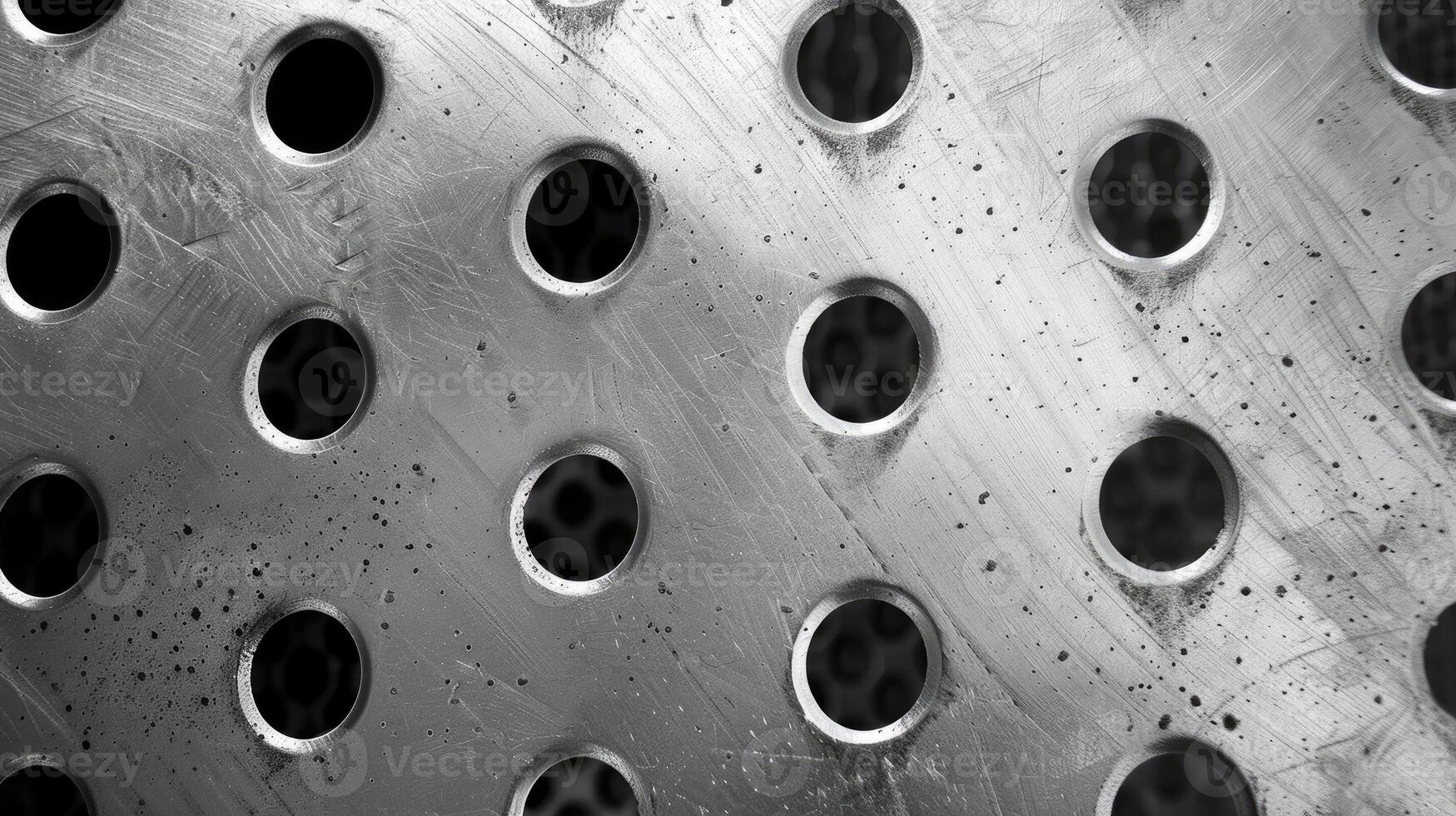 AI generated Abstract stainless steel checker plate with round hole punch, a rugged and industrial background. Ai Generated. photo