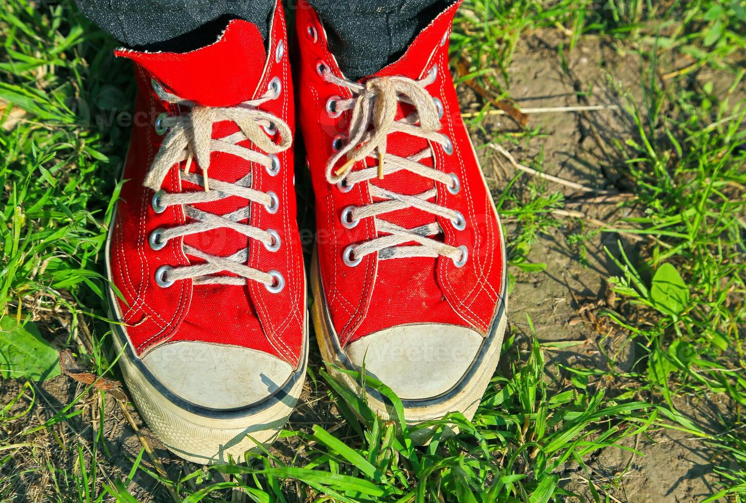 Vintage red sneakers photo