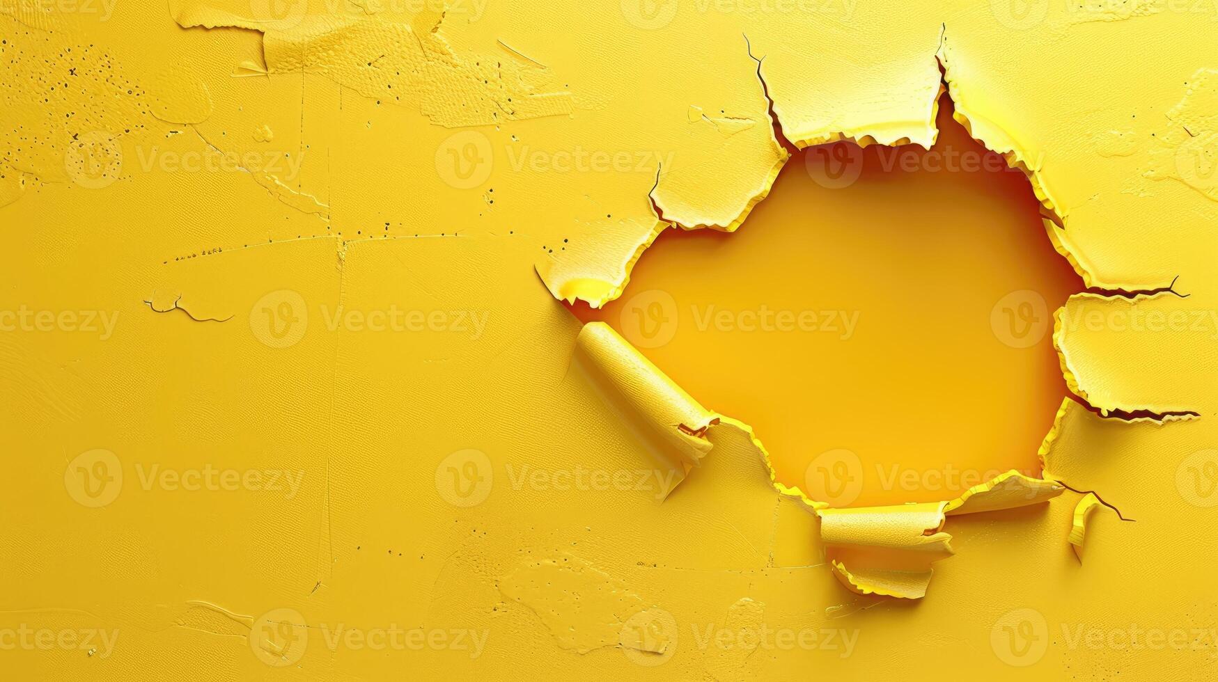 AI generated breaking out of a solid yellow wall, Ai Generated. photo