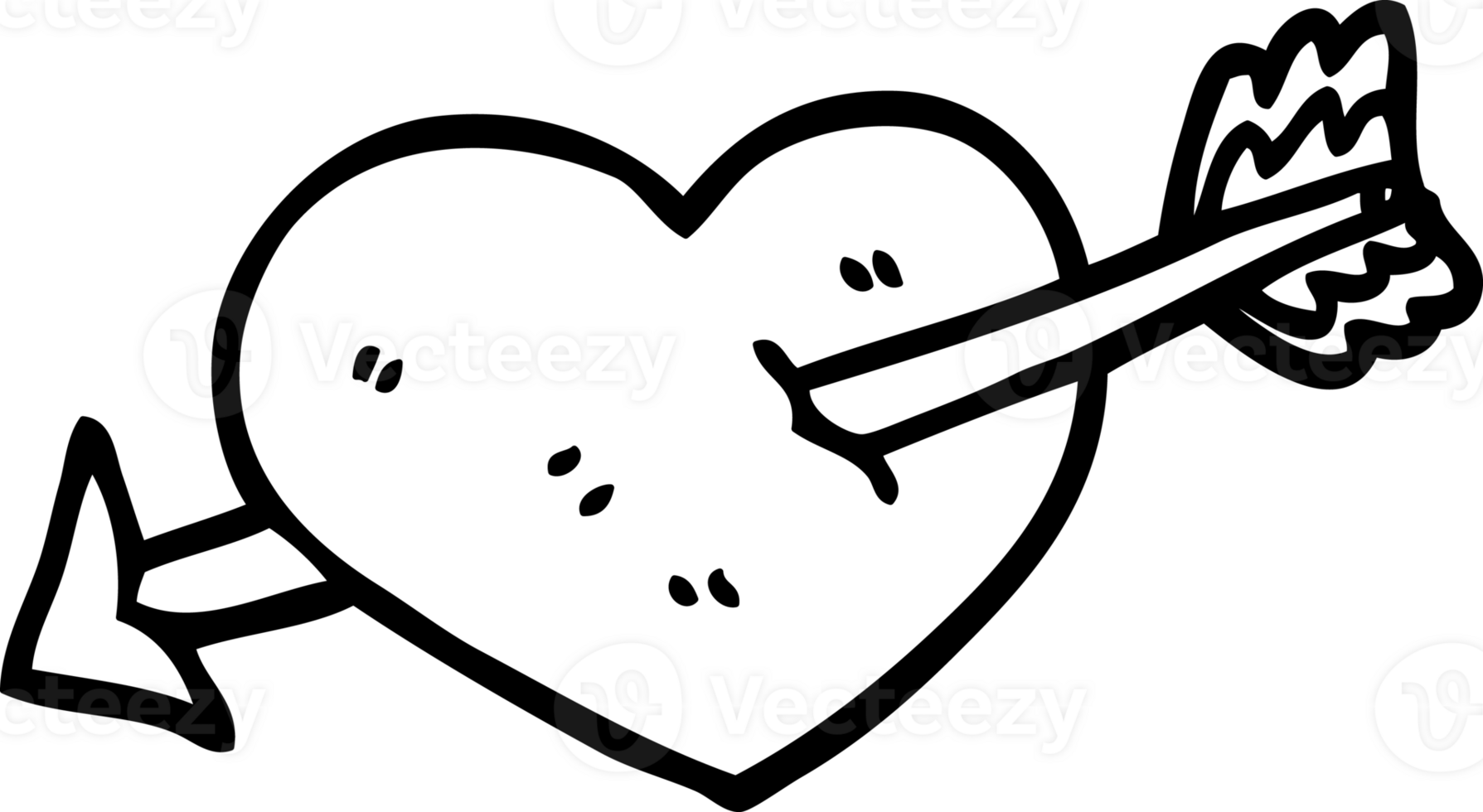 line drawing cartoon heart shot through with arrow icon 40820125 PNG