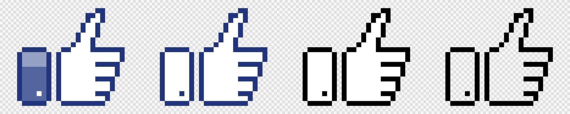 Pixel 8 bit like thumb up vector