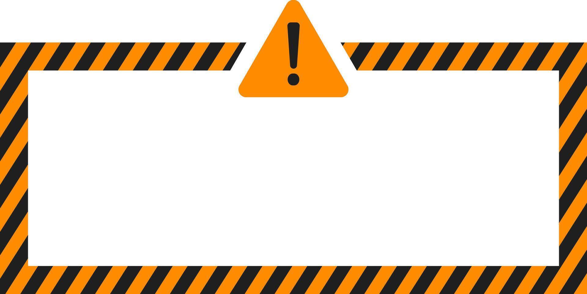 Caution alert constriction frame with warning exclamation triangle vector