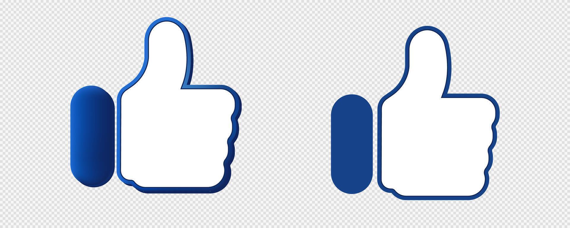 Blue and white social network like button. vector
