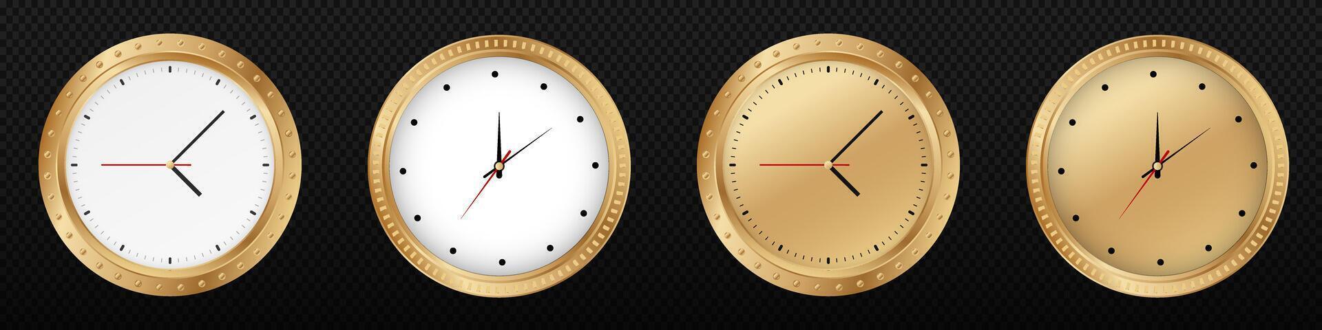 Golden luxury wall clock vector. Premium golden watch vector