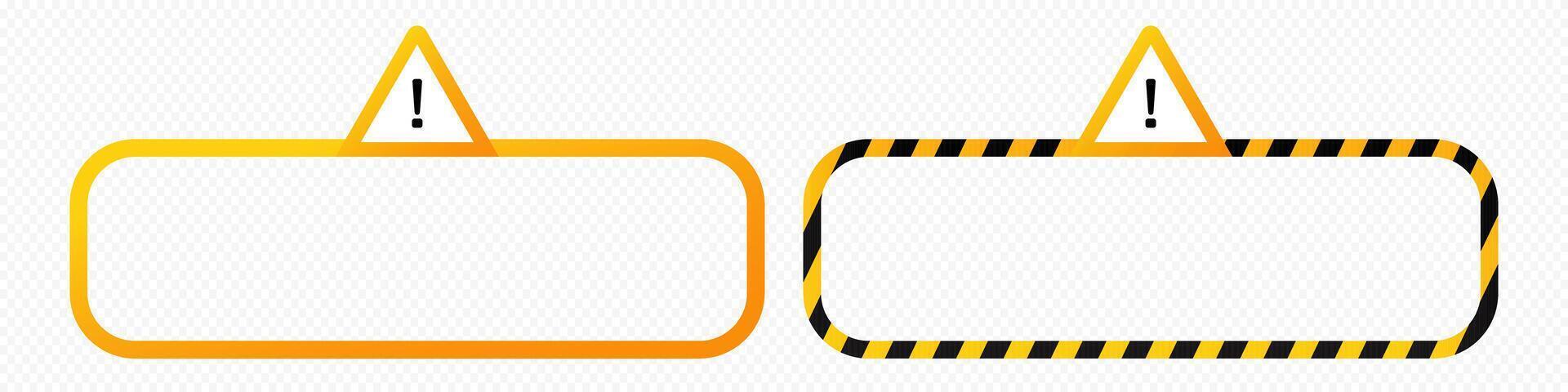 Caution alert constriction frame with warning exclamation vector