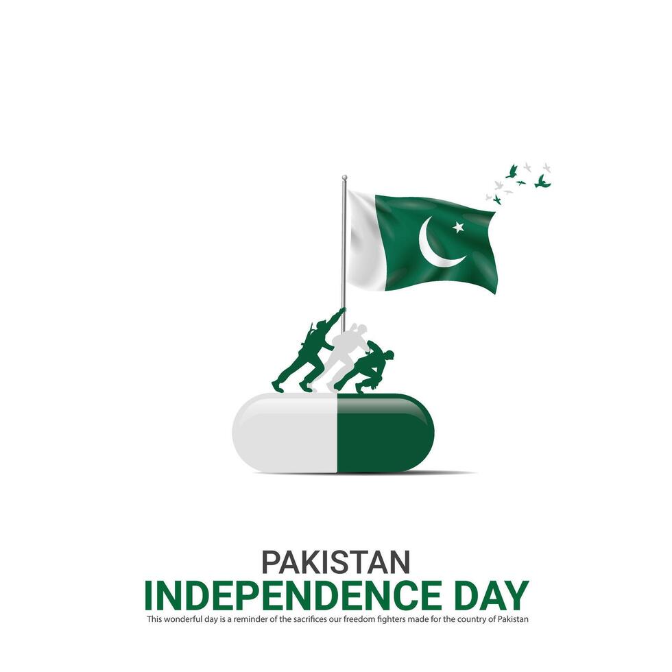 Vector Independence Day of Pakistan design,Creative ads, 3d Illustration
