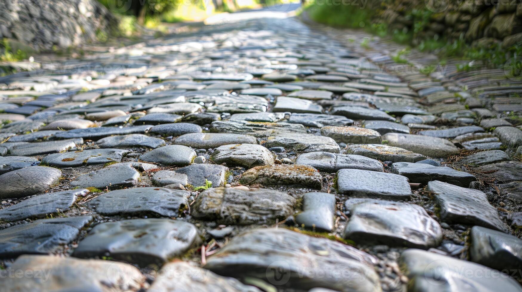 AI generated Embrace the rustic charm of a stone road texture wallpaper background, adding depth and character. Ai Generated. photo