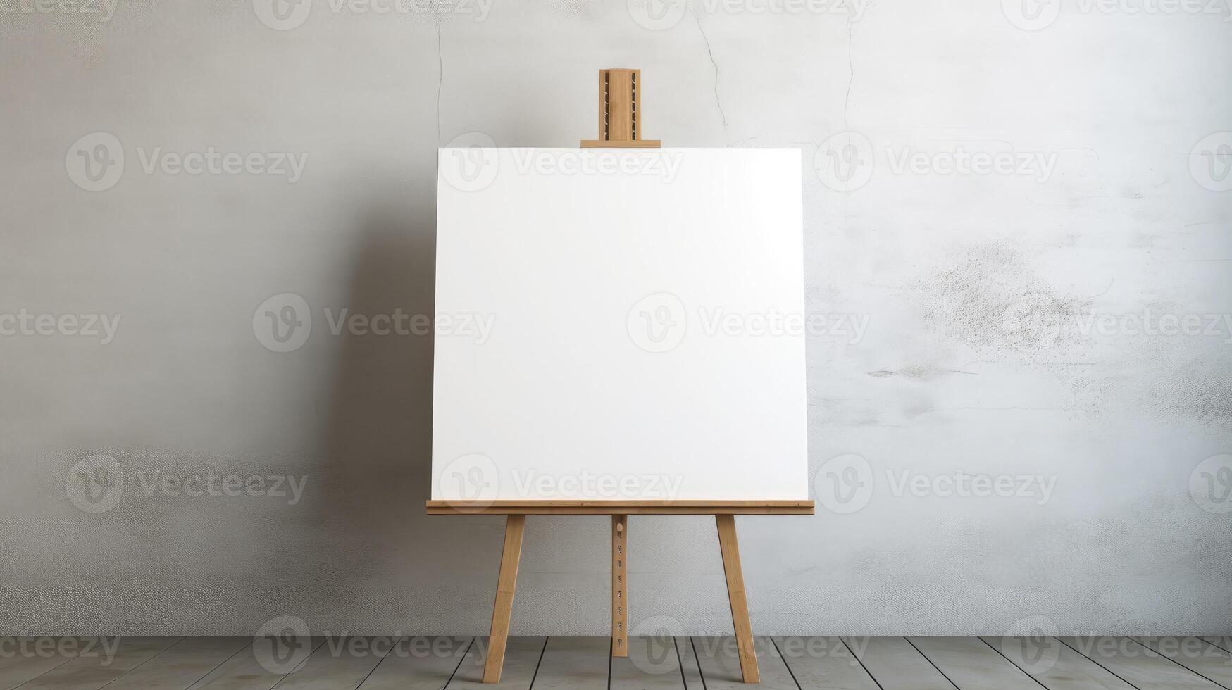 AI generated An inviting blank canvas on a wooden easel sparks creativity, ready for artistic inspiration. Ai Generated photo