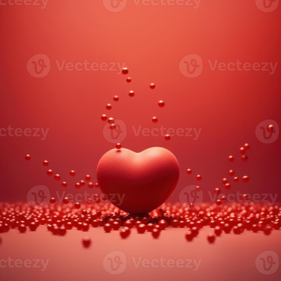 AI generated red hearts romantic background with a beautiful bokeh. Love, relationships, Valentine's day photo