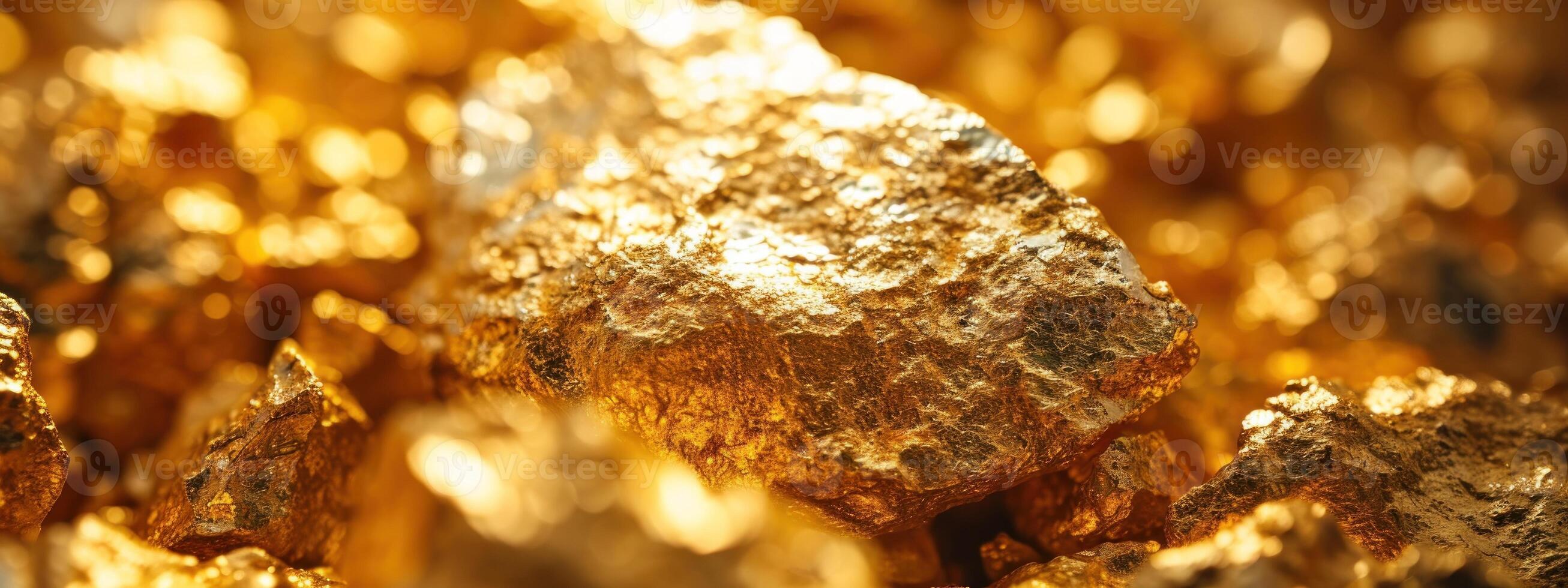 AI generated Closeup of big gold nugget photo