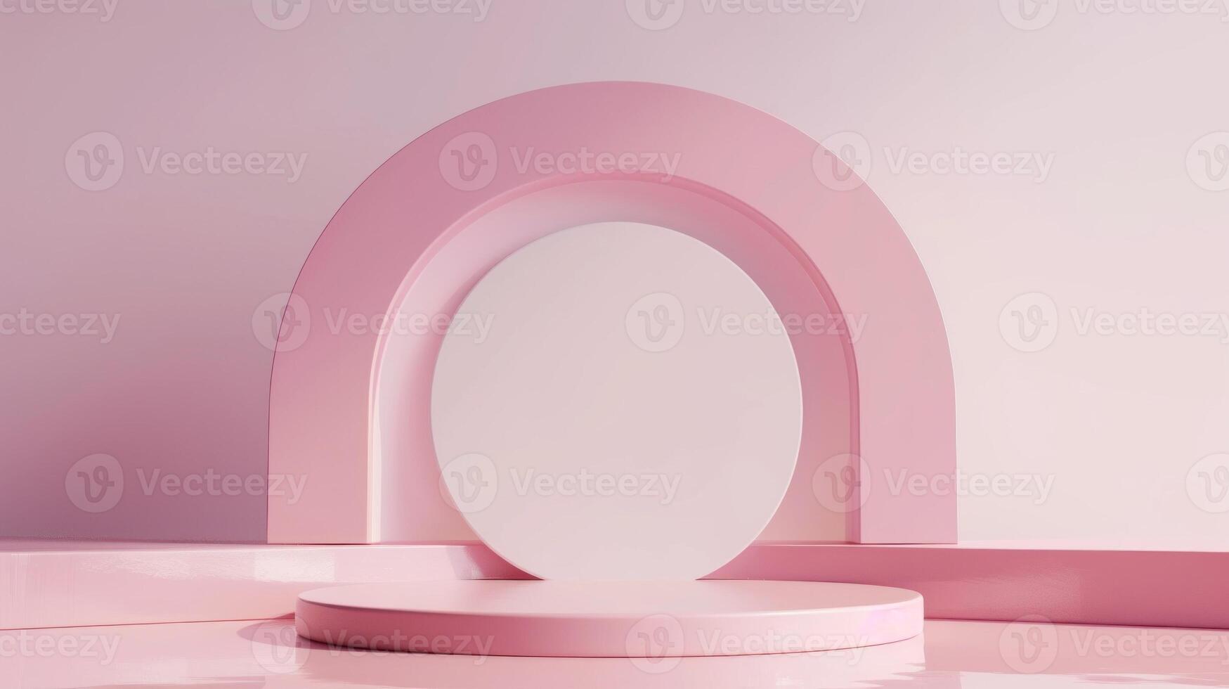 AI generated Display podium design for mock up and product presentation pink color scene photo