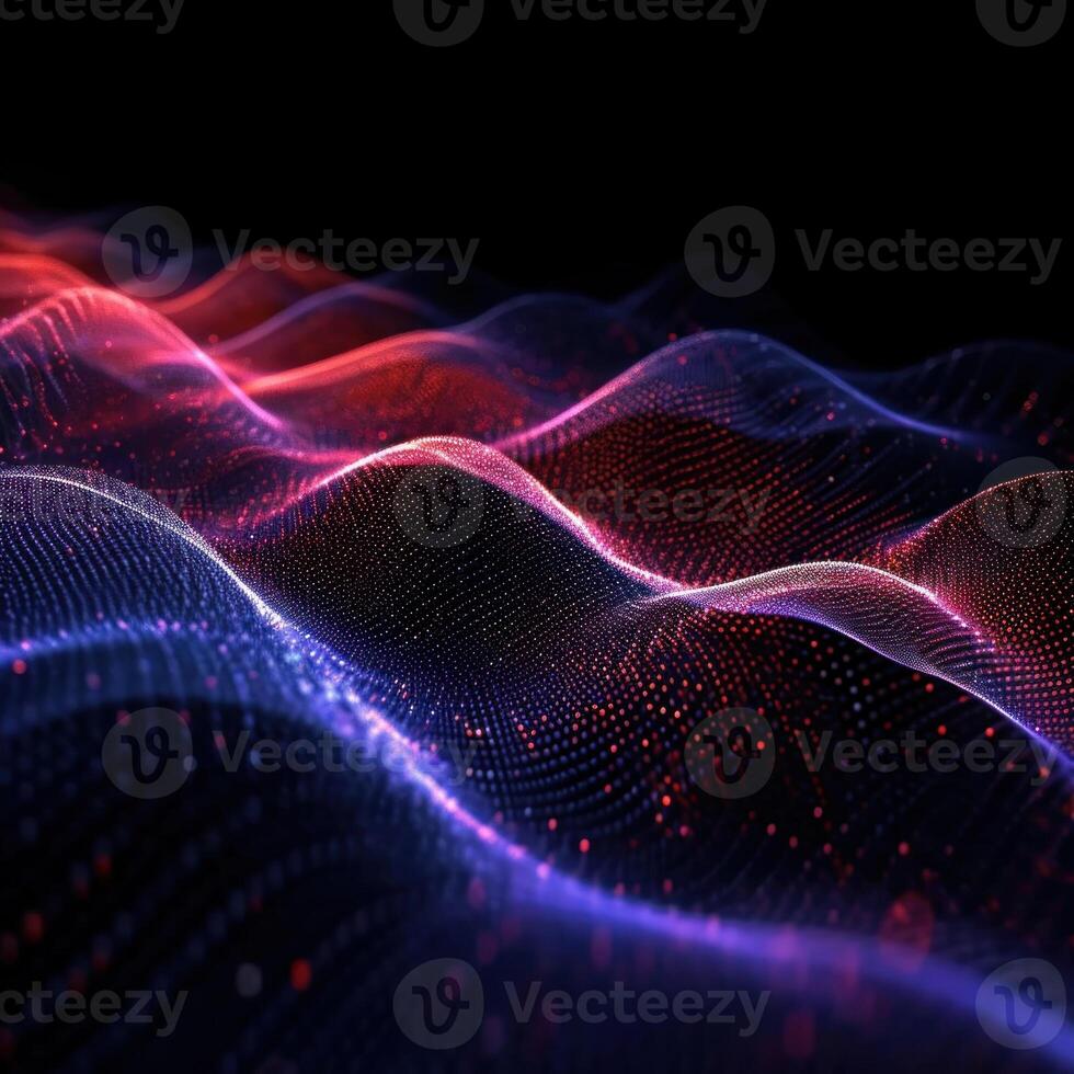 AI generated digital wave of particles futuristic point wave technology light effect photo