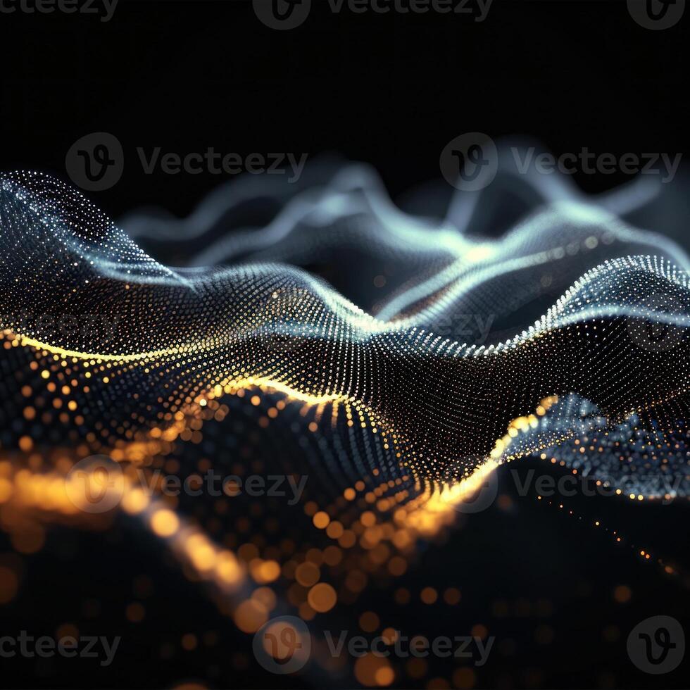 AI generated digital wave of particles futuristic point wave technology light effect photo