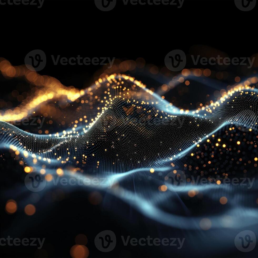 AI generated digital wave of particles futuristic point wave technology light effect photo