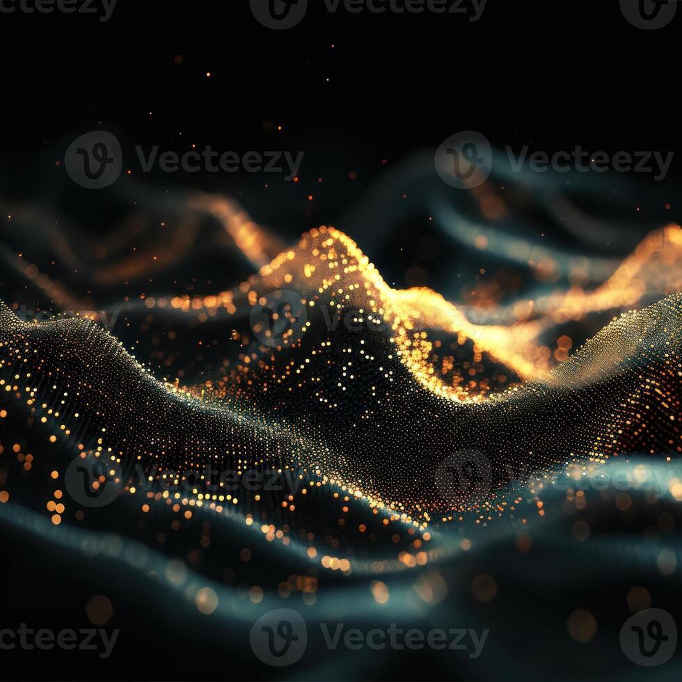 AI generated digital wave of particles futuristic point wave technology light effect photo