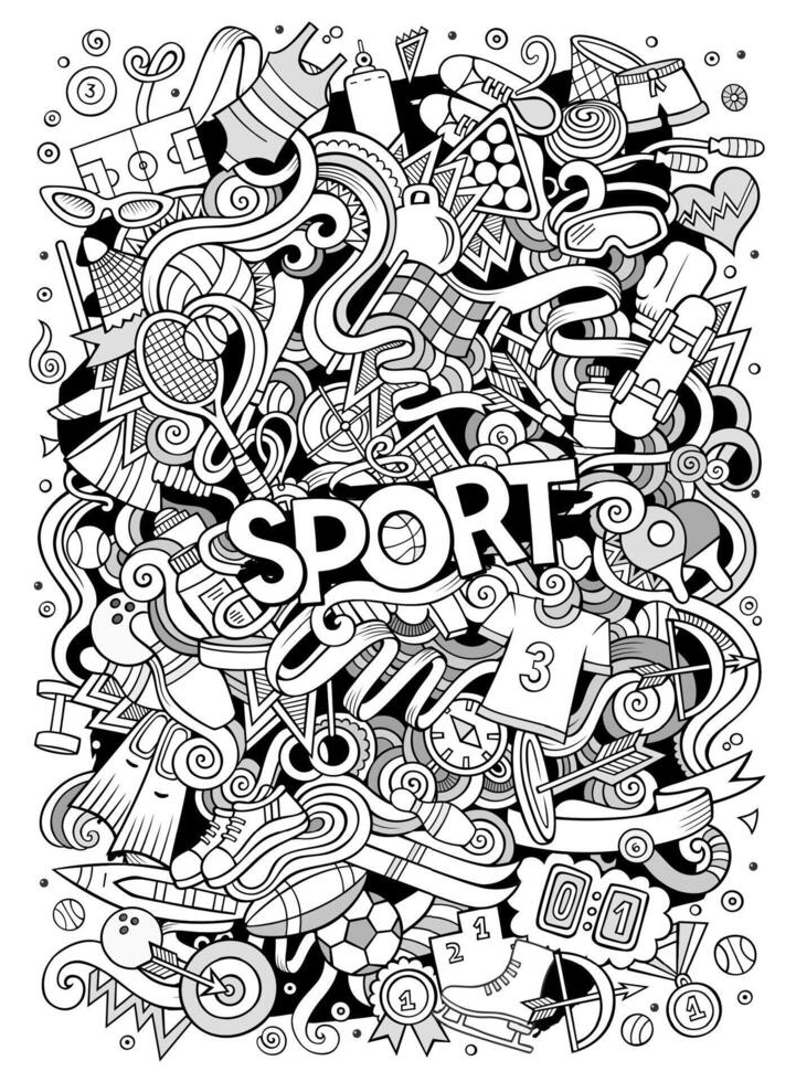 Colored seamless vector sports icons with place for text. Doodle vector  with sport icons on white background. Vintage sport pattern 7276798 Vector  Art at Vecteezy