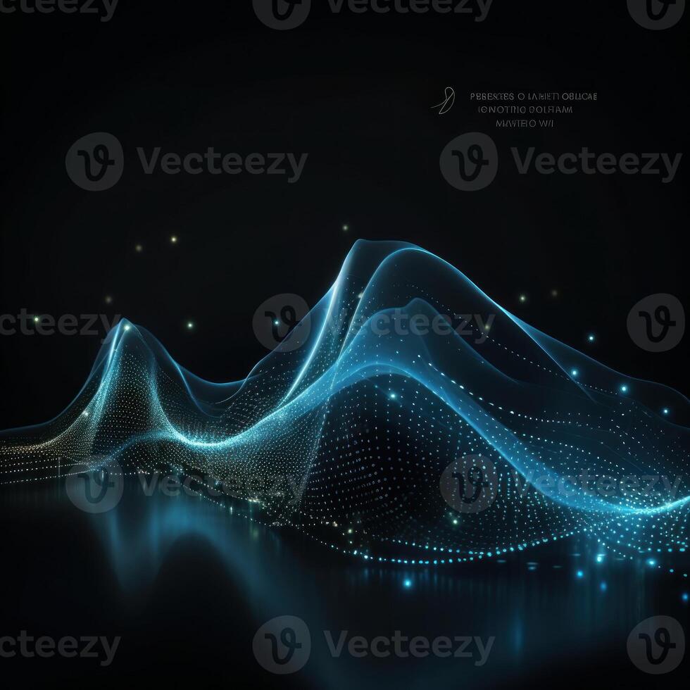 AI generated digital wave of particles futuristic point wave technology light effect photo