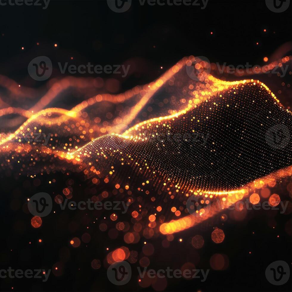 AI generated digital wave of particles futuristic point wave technology light effect photo