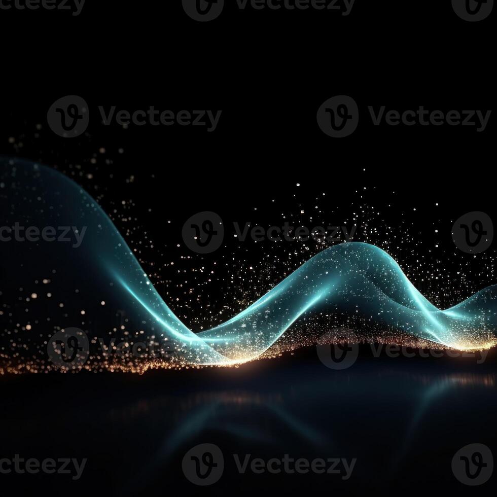 AI generated digital wave of particles futuristic point wave technology light effect photo