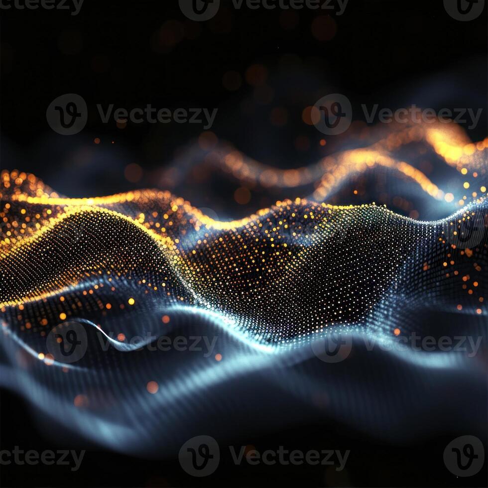 AI generated digital wave of particles futuristic point wave technology light effect photo