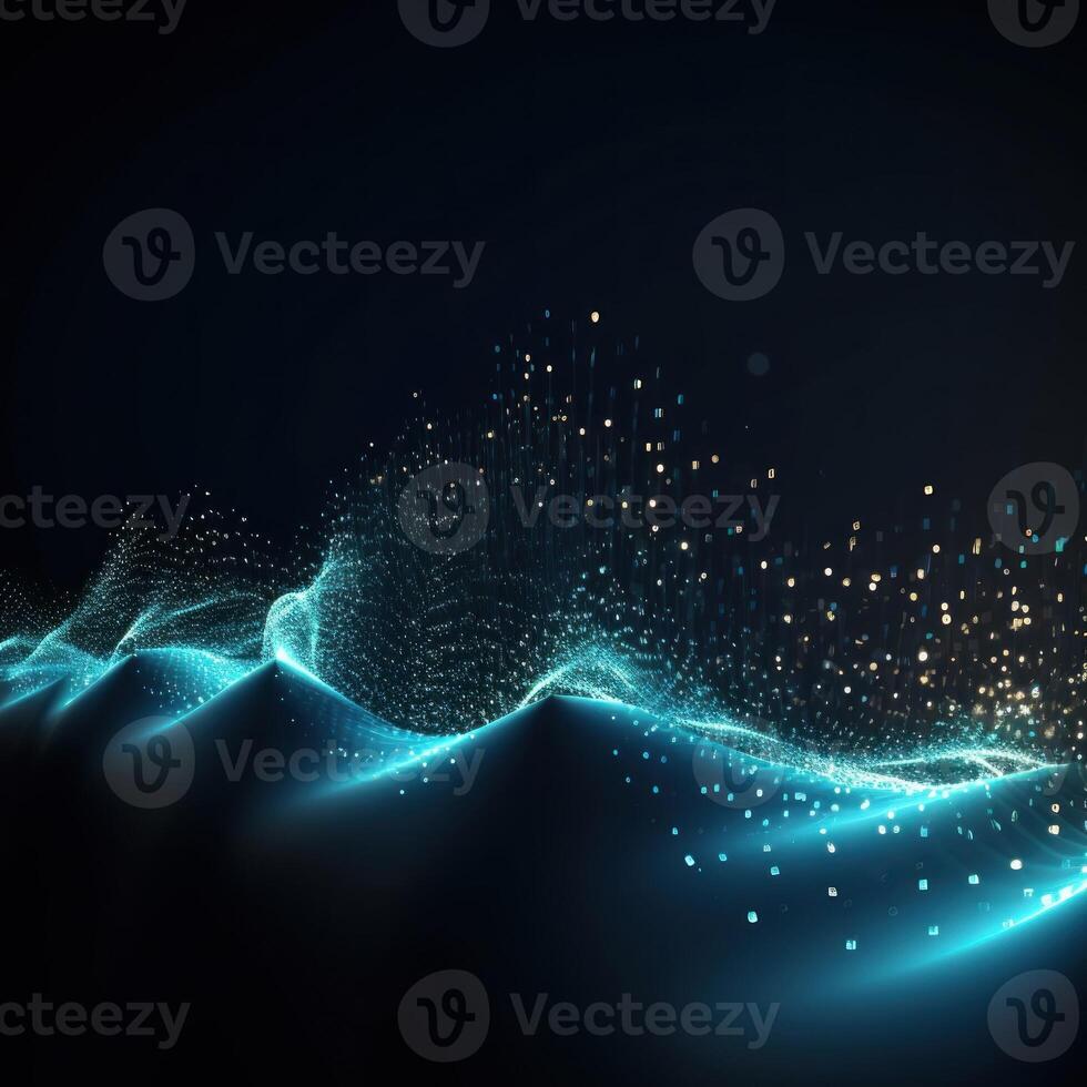 AI generated digital wave of particles futuristic point wave technology light effect photo