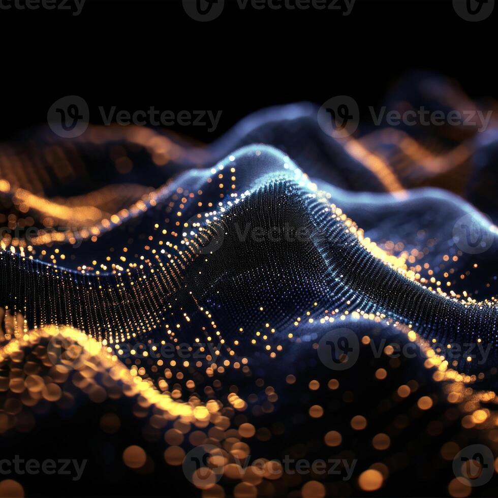 AI generated digital wave of particles futuristic point wave technology light effect photo