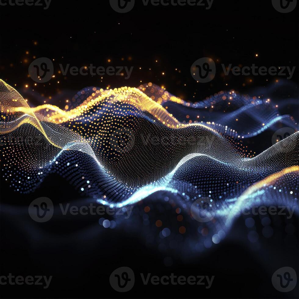 AI generated digital wave of particles futuristic point wave technology light effect photo